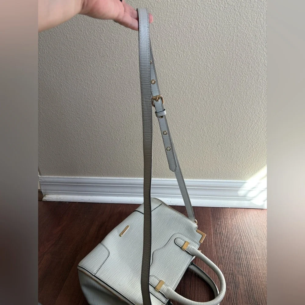 Rebecca Minkoff Gray Leather Satchel Shoulder Bag Crossbody Gold Hardware